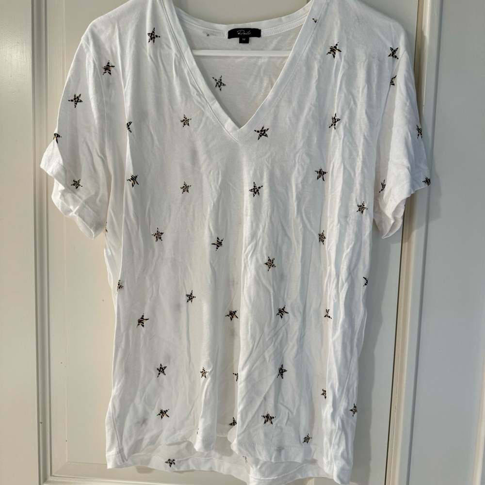 Rails White Short Sleeve Tee with Star Embroidery
